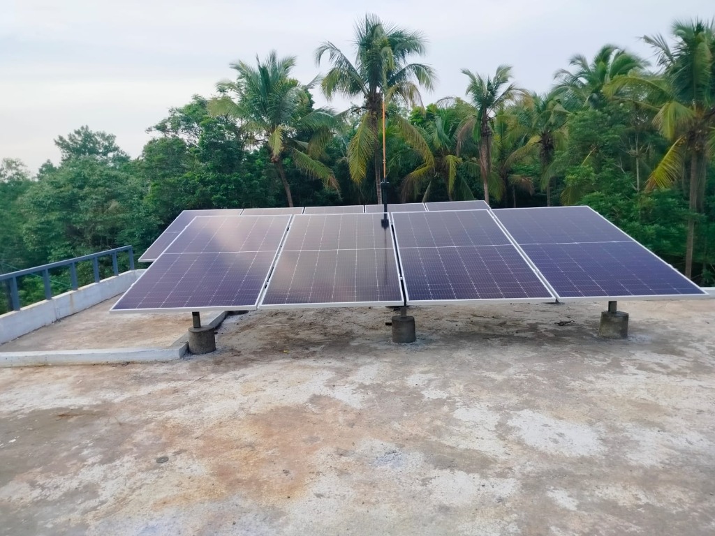 Technician installing solar panels